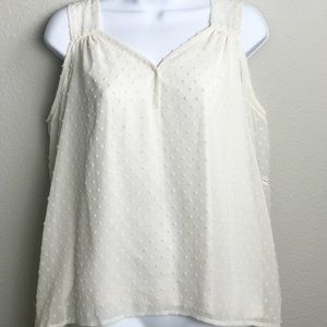 Kensie Swiss Dots Cold Shoulder Blouse